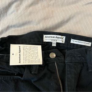 American Apparel high waisted cuff black denim shorts